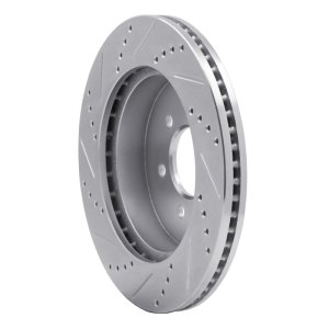 Dodge Dakota Brake Rotor (1) - Front Right - R1 Concepts - Drilled & Slotted - Silver - `03-`04